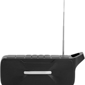 اسپیکر بلوتوثی NewRixing NR‑B5FMT با بلوتوث 5.0، شارژ خورشیدی و باتری 1200 میلی‌آمپر‌ساعتی؛ صدای واضح، رادیو FM، فلش‌لایت و حمل آسان برای موسیقی.