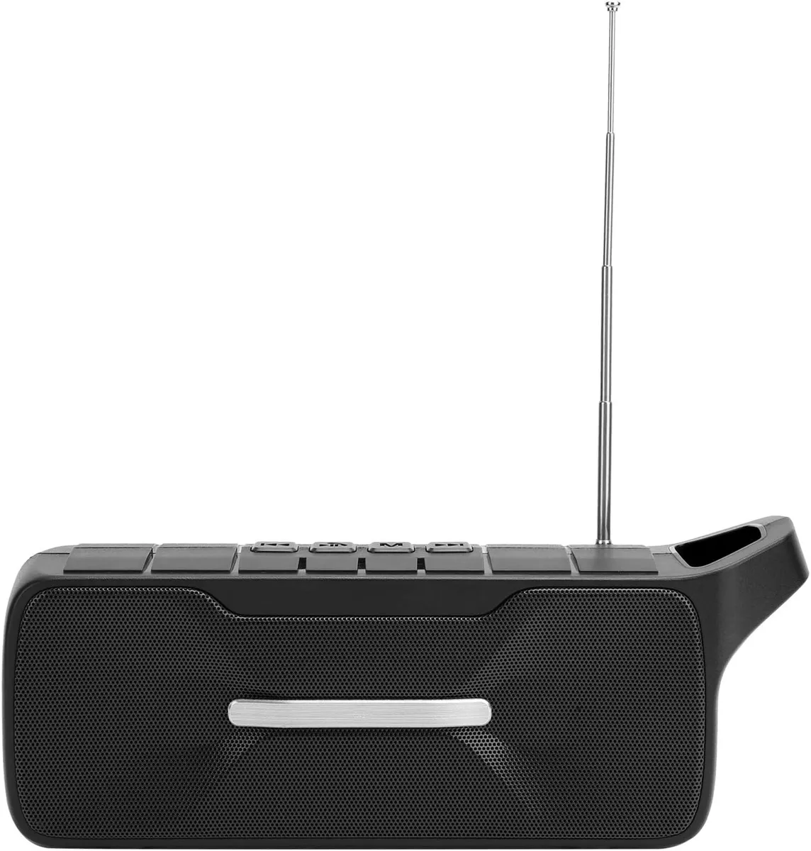 اسپیکر بلوتوثی NewRixing NR‑B5FMT با بلوتوث 5.0، شارژ خورشیدی و باتری 1200 میلی‌آمپر‌ساعتی؛ صدای واضح، رادیو FM، فلش‌لایت و حمل آسان برای موسیقی.