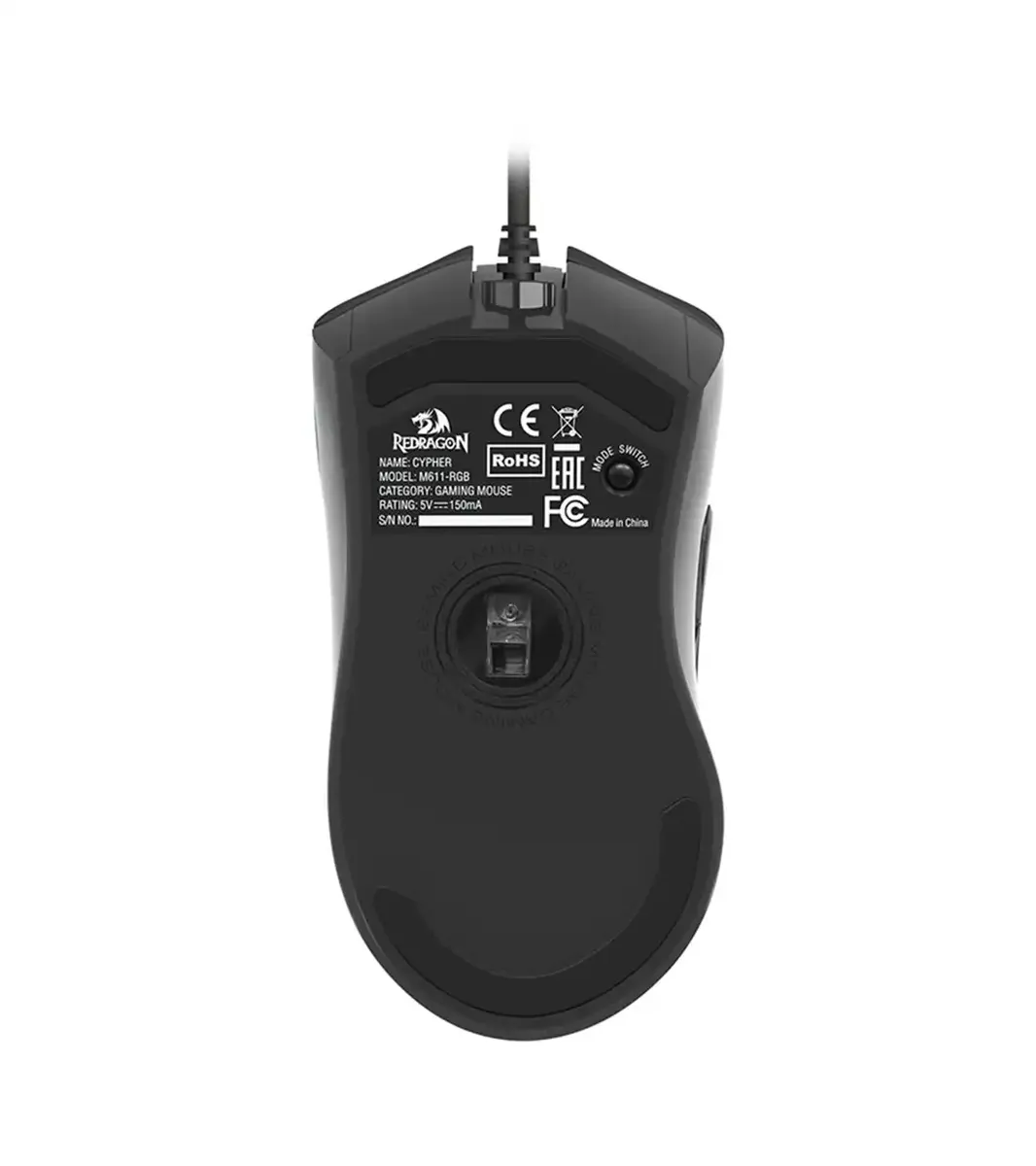 ماوس گیمینگ ردراگون CYPHER M611 RGB با نورپردازی RGB و دقت بالا، گزینه‌ای ایده‌آل برای بازی‌های کامپیوتری و تجربه حرفه‌ای گیمینگ.