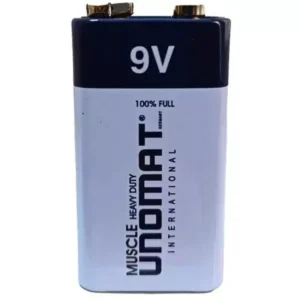 باتری کتابی 9 ولت UNOMAT با ولتاژ پایدار و طول عمر مناسب، گزینه‌ای قابل اعتماد برای تجهیزات الکترونیکی، رادیو، میکروفن و دزدگیر است.